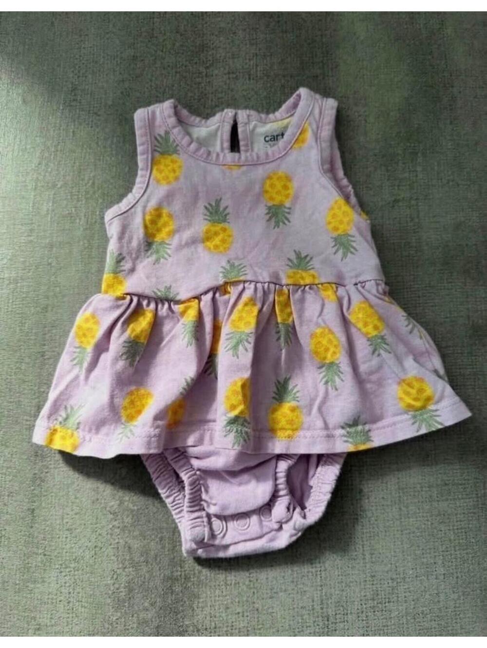 Newborn • Carter's • Baby Pineapple Print Purple Bodysuit Dress Romper